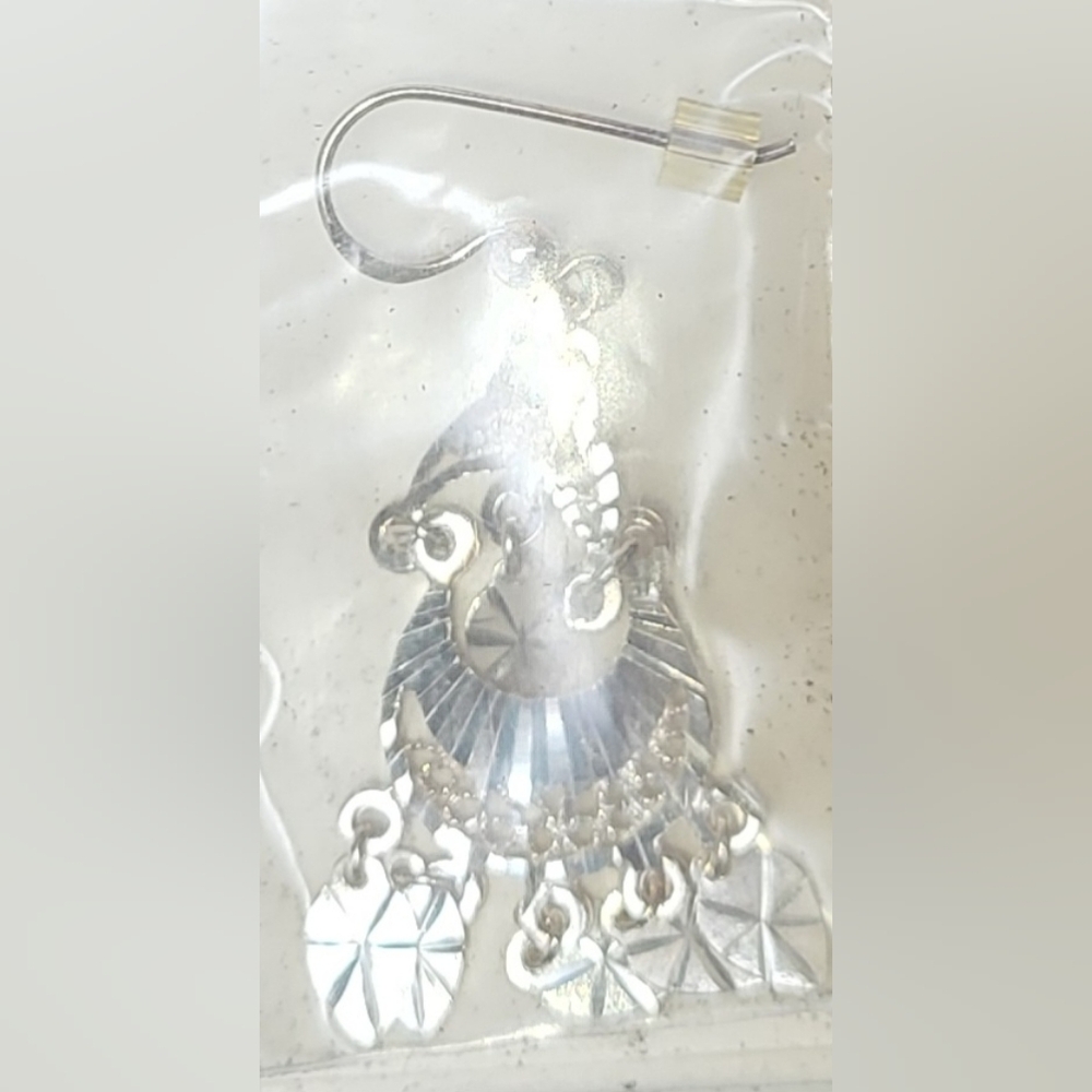 Vintage Avon Sterling Silver Diamond Cut Dangle Earrings NIB